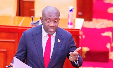 Kojo Oppong Nkrumah, Minister of Information, on the floor of Parliament