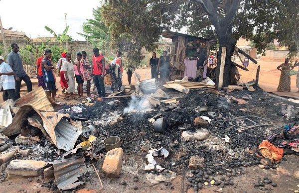 A scene from Gyinyase where the fire killed a couple