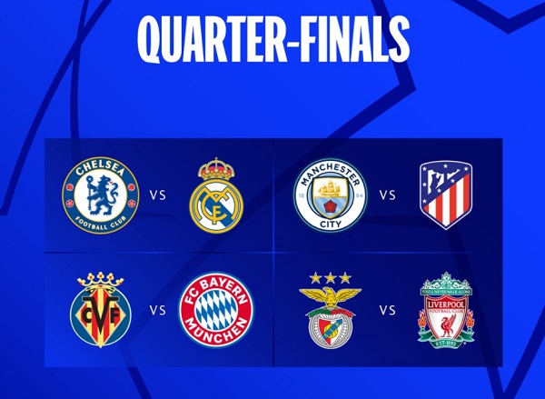 Chelsea to play Real Madrid in Champions League quarter-finals