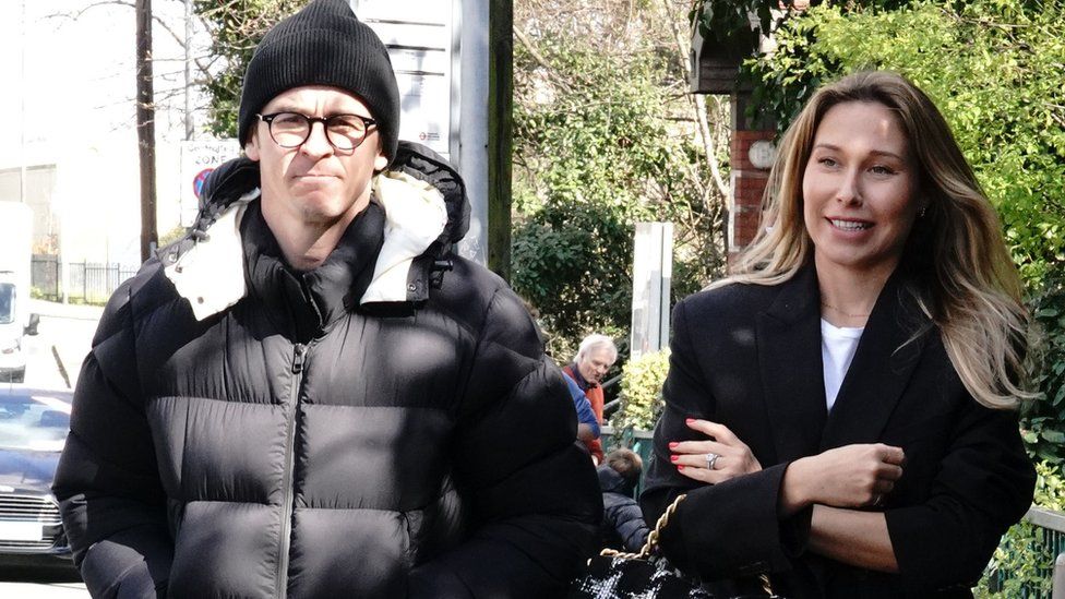 Mr Barton left Wimbledon Magistrates' Court with his wife Georgia