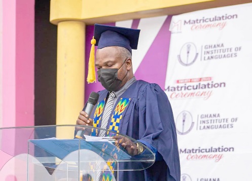  Dr Samson Dodzi Fenuku, Rector of the Ghana Institute of Languages addressing the newly admitted students