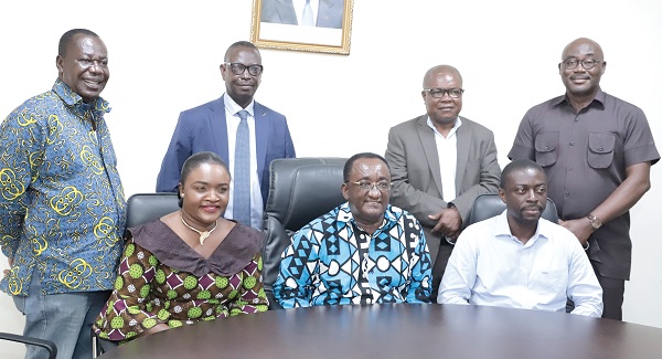 Dr Owusu Afriyie Akoto (seated 2nd from right)), Minister of Food and Agriculture in a group photograph with members of the Governing Board of the National Fertiliser Council after the ceremony. Picture: EDNA SALVO-KOTEY