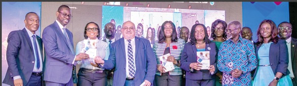  Farid Antar (4th from left), MD of Republic Bank (Ghana) Plc, joined by Rev. Daniel Ogbarmey Tetteh (2nd from left), Director-General, Securities and Exchange Commission, and Mrs Madeline Nettey (3rd from left), Chief Executive Officer of Republic Investments (Ghana) Limited, and other staff of the company to launch the new investment product