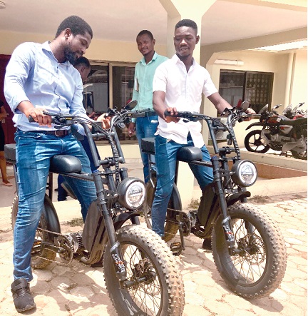 The two electric bicycles being piloted by ShaQ Express in Accra