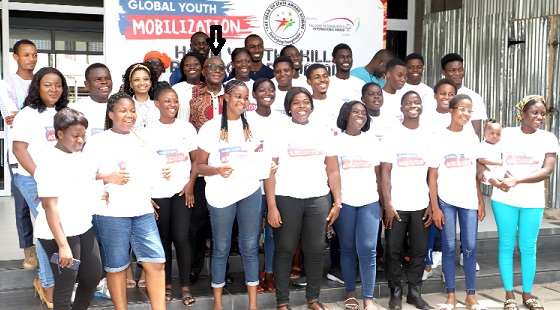 Harry Sintim Aboagye (2nd roll 4th left), Board Chairman of the Head of State Award Scheme-Ghana, with the beneficiaries of the training programme after the event