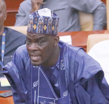 Haruna Iddrisu, Minority Leader, reacting to the President’s addresss. Picture: Samuel Tei Adano