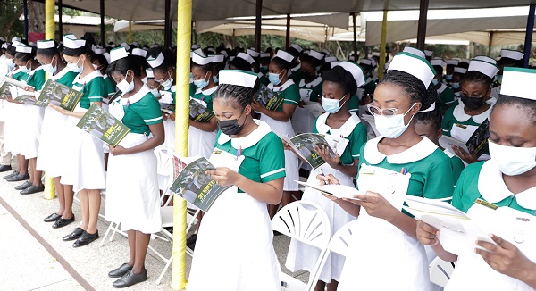 Matriculants taking in the matriculation oath at the ceremony. Picture: EDNA SALVO-KOTEY