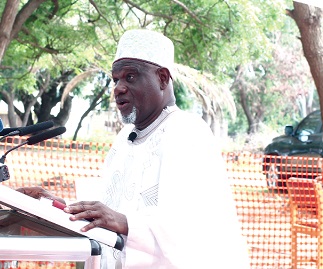 Maulvi Mohammed Bin Salih, Ameer and Missionary in charge of the Ahmadiyya Muslim Mission, Ghana, addressing the gathering at Ashongman in Accra. Picture: MAXWELL OCLOO