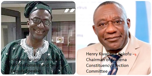  Andrew Asiamah Amoako, MP for Fomena and Second Deputy Speaker and Henry Kwabena Kokofu, Chairman of Fomena Constituency Election Committee