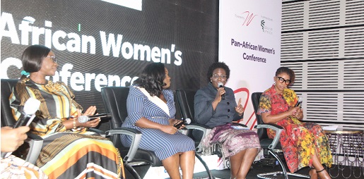 Joana Bannerman (2nd from right), Head, Business Development for UEMOA, Access Bank, West Africa, making a submission during the panel discussion, while other panelists listen. Picture: ESTHER ADJORKOR ADJEI