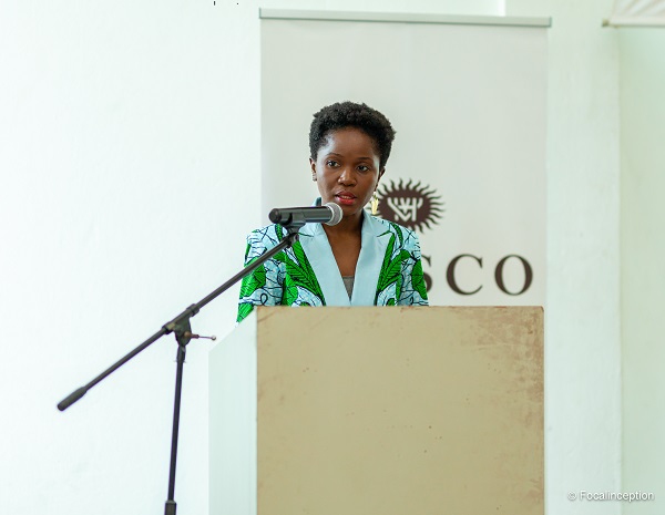 Managing Director of Vlisco Ghana, Fatoumata Doro speaking at the event