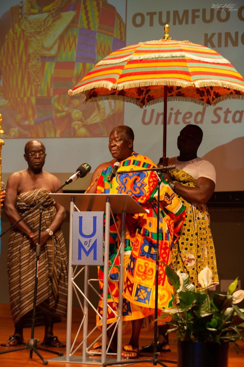 Asantehene, Otumfuo Osei Tutu II  delivering a lecture on "Contemporary challenges in US and Africa relations" at the University of Memphis, in the United States of America Thursday evening [May 5, 2022]  