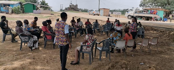 Some participants receiving their training