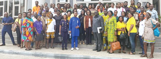Some officials of the GRA and the Deputy Minister of Finance, Abena Osei Asare, with some of the members of the various trade associations after the engagement