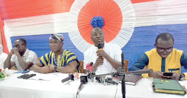  Dr Mohammed Amin Adam (2nd from right), Chairman of the Northern Region Elections Committee, addressing the media after the vetting exercise. With him are other members of the committee