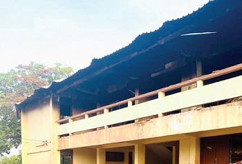 A section of the dormitory destroyed by the fire