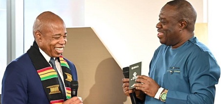 Dr Awal (right) interacting with Mr Adams