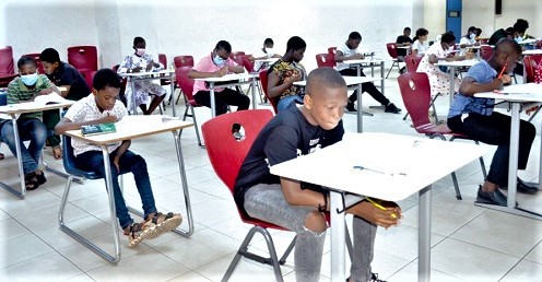 Some of the pupils and students writing the exam