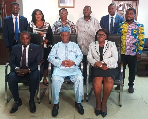 Osei Kyei-Mensah-Bonsu (seated middle), the Minister of Parliamentary Affairs, with other members of the entity tender committee of the ministry after the inauguration. Picture: SAMUEL DUODU Osei Kyei-Mensah-Bonsu (seated middle), the Minister of Parliamentary Affairs, with other members of the entity tender committee of the ministry after the inauguration. Picture: SAMUEL DUODU