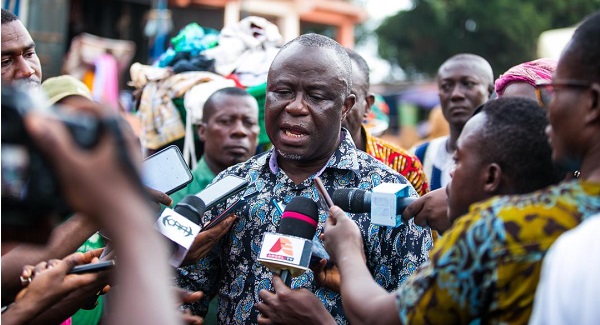 The Deputy Minister of Food and Agriculture, Yaw Frimpong Addo speaking to some journalists