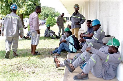 Some of the workers on the company’s premises. Picture: DELLA RUSSEL OCLOO
