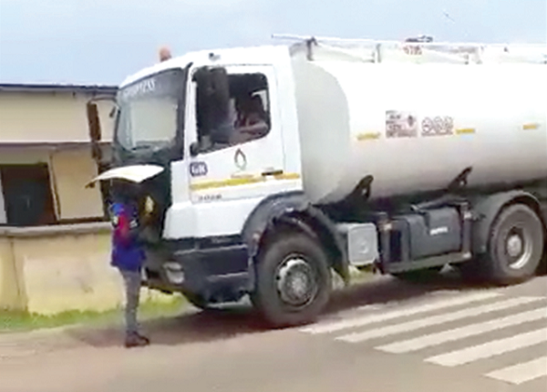 •The impounded fuel tanker
