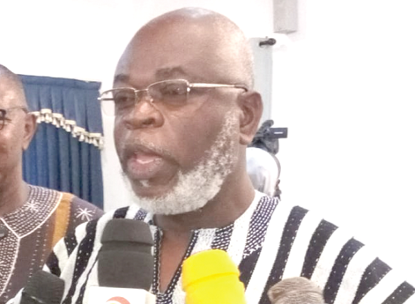 Dr James Klutse Avedzi, Chairman of the Public Accounts Committee of Parliament, speaking to journalists after the sitting in Sunyani on Monday