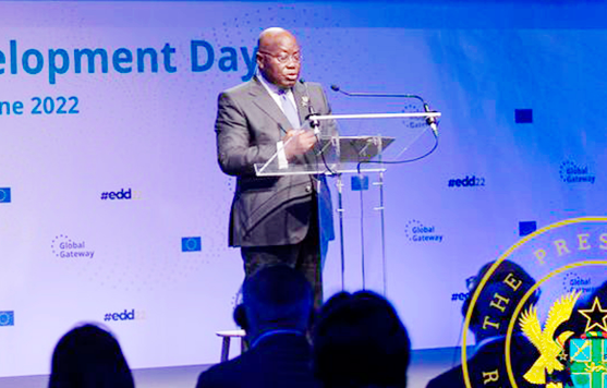 President  Nana Addo Dankwa Akufo-Addo delivering the keynote address at the 15th Edition of the European Development Days in Brussels, Belgium