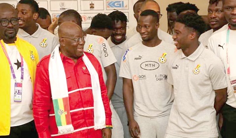  President Akufo-Addo interacting with the Black Stars players 