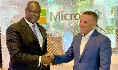Solomon Quaynor (left), AfDB, VP for Private Sector, Infrastructure and Industrialisation and Wael Elkabbany, General Manager of Microsoft Africa Regional Cluster