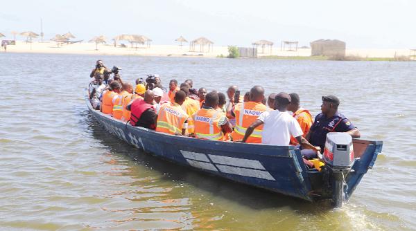 NADMO officials on a rescue mission. Picture: GABRIEL AHIABOR