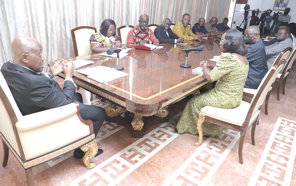 President Akufo-Addo (left) addressing the delegation from MiDA. Picture: SAMUEL TEI ADANO