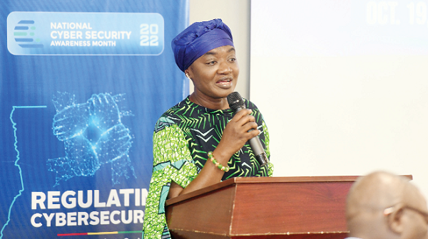 Ama Pomaa Boateng, Deputy Minister of Communications and Digitalisation, addressing participants in the event