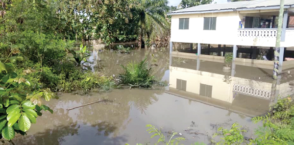 A flooded house in Kpetoe