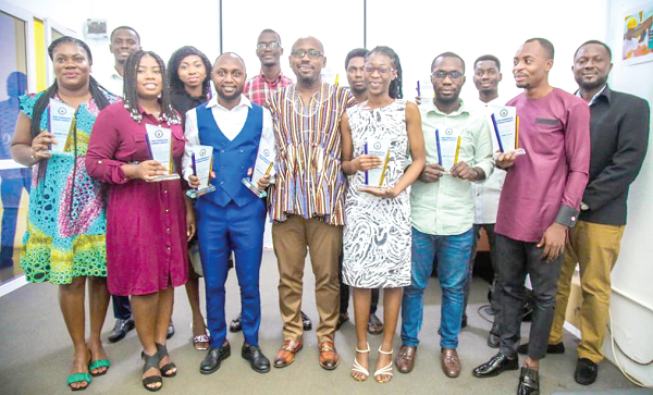 Professor Robert Ebo Hinson (in batakari), Pro Vice-Chancellor of GCTU, with some of the awardees