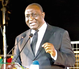 Alan Kyerematen (right), Minister of Trade and Industry, speaking at the launch of the Guided Trade initiative in Accra