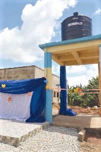 The borehole facility and its water tank. Picture: EMMANUEL BAAH