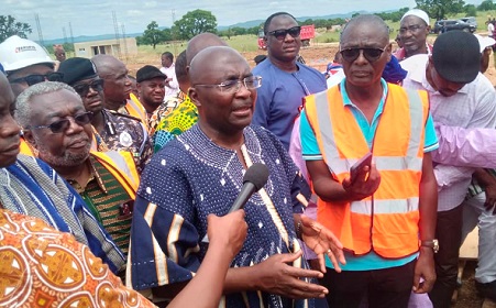Dr Mahamudu Bawumia speaking to the media after inspecting the Agenda 111 hospital project in Paga