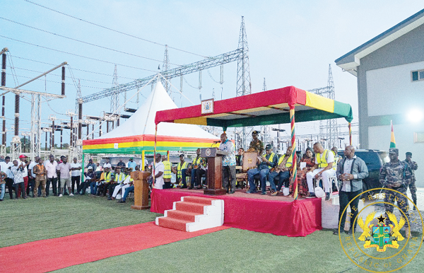 President Akufo-Addo addressing the audience during the commissioning of the 330kV Kumasi-Bolgatanga electricity transmission line. Picture: EMMANUEL BAAH