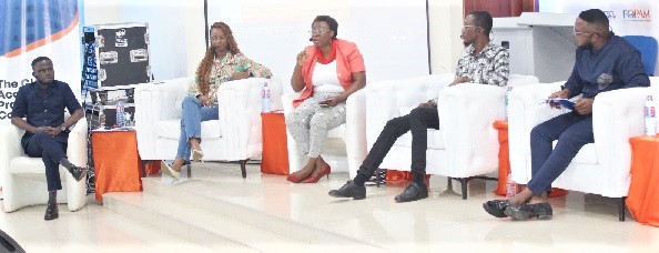 (From left) Benjamin Alpha, a corporate communications professional; Cynthia E. Ofori-Dwumfuo, Head of Marketing and Corporate Affairs, Hollard Ghana Group; Sophia Kujordji, Chief Corporate Communications Officer, Jospong Group of Companies, and Paa Kwesi Forson, Head of Public Relations, Global Media Alliance, at the panel discussion. Picture: ERNEST KODZI