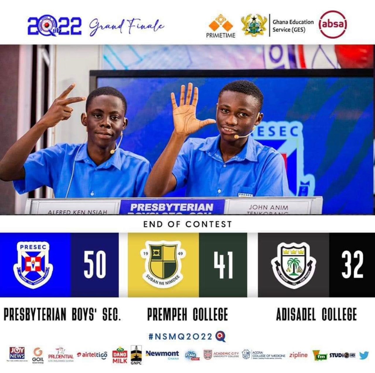 PRESEC now seven-time winners of #NSMQ