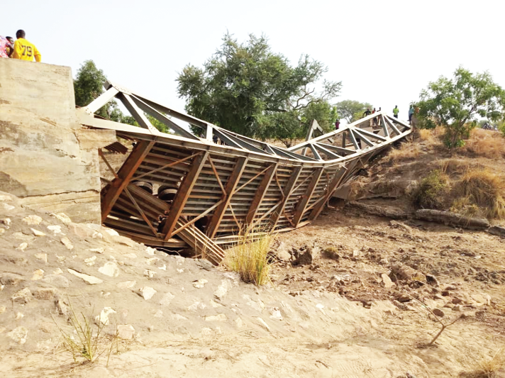 The steel bridge over the Gugura River when it collapsed