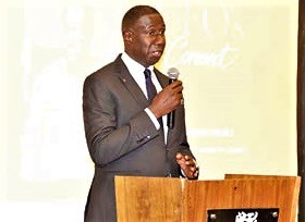 Alexander Nortey, President of CANGHAM,  addressing the meeting. Picture: ELVIS NII NOI DOWUONA