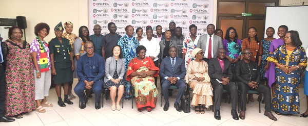 Rev. Dr Ernest Adu Gyamfi (seated middle), Chairman of the National Peace Council, with the participants in the launch 