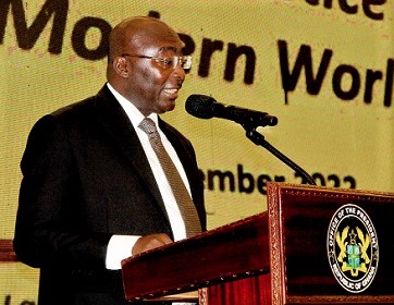 Vice-President Dr Mahamudu Bawumia addressing participants  in the 19th Triennial Conference of the Commonwealth Magistrates and Judges Association in Accra 