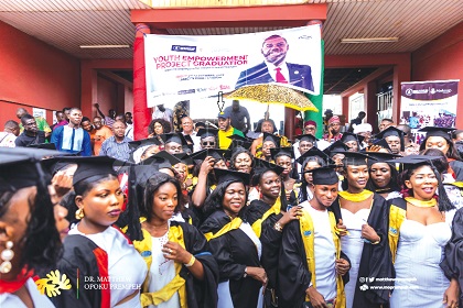 Some of the graduands with Dr Matthew Opoku Prempeh (arrowed), MP for Manhyia South