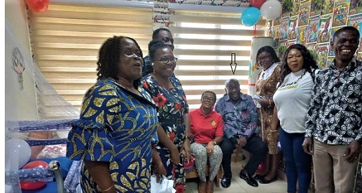 Joshua Ansah (arrowed), Deputy Secretary General of TUC, and Rebecca Kwashie(seated left), National Women’s Council Chairperson of TUC, with some of the members of TUC
