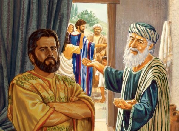 Painting of the prodigal sons’s brother, with his father appealing to him