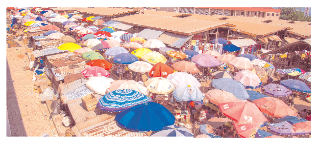  A bird's eye view of a section of the market