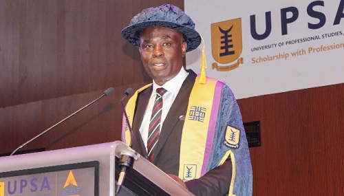 Prof. Okoe Amartey, Vice-Chancellor, UPSA, delivering his address. Picture: ERNEST KODZI